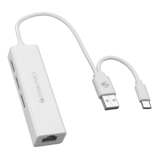 ZEBRONICS TA200UR Type C to Ethernet 3 USB 2.0 Port